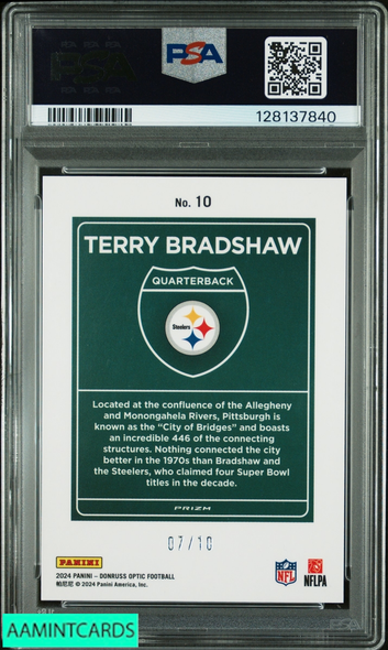 2024 PANINI DONRUSS OPTIC DOWNTOWN! TERRY BRADSHAW #10 GOLD 7 OF 10 PSA 10 128137840