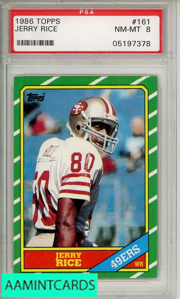 1986 TOPPS JERRY RICE #161 PSA 8 NM-MT RC 05197378