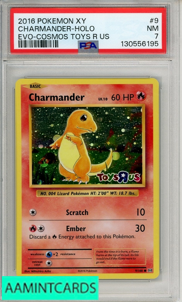 2016 POKEMON XY EVOLUTIONS CHARMANDER HOLO #9 EVO-COSMOS TOYS R US PSA 7 130556195