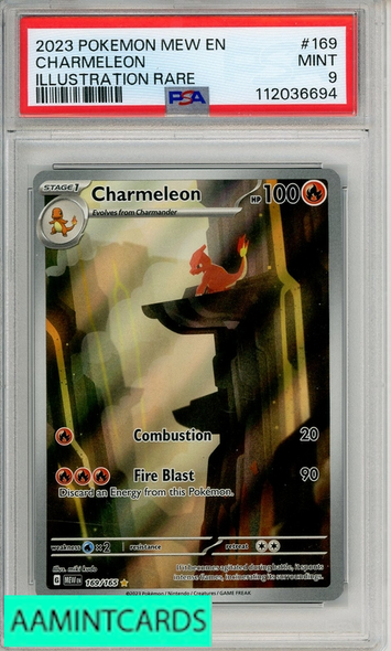 2023 POKEMON MEW EN-151 CHARMELEON #169 ILLUSTRATION RARE PSA 9 MINT 112036694