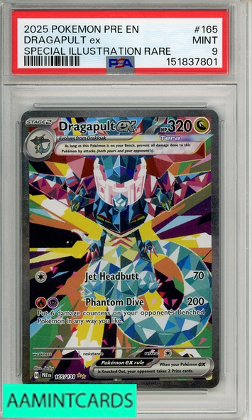 2025 POKEMON PRE EN-PRISMATIC EVOLUTIONS DRAGAPULT EX #165 SIR PSA 9 MINT 151837801