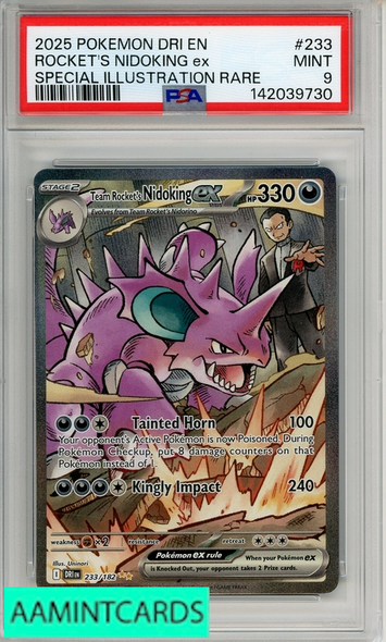 2025 POKEMON DRI EN-DESTINED RIVALS ROCKET S NIDOKING EX #233 SIR PSA 9 MINT 142039730