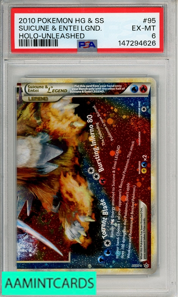 2010 POKEMON HG SS UNLEASHED SUICUNE ENTEI LGND  #95 HOLO PSA 6 EX-MT 147294626