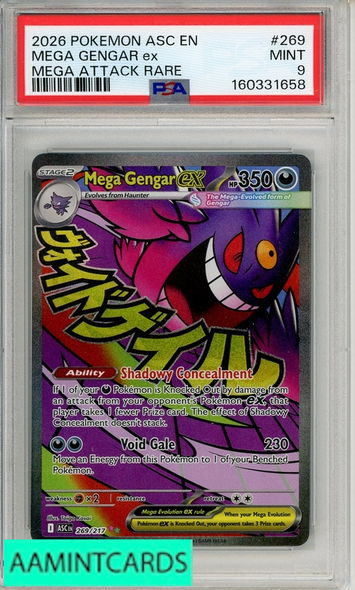 2026 POKEMON ASC EN-ASC HEROES MEGA GENGAR EX #269 MEGA ATTACK RARE PSA 9 160331658