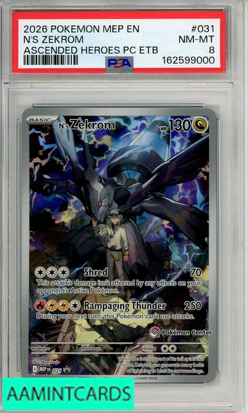 2026 POKEMON MEP EN BSP NS ZEKROM #031 ASCENDED HEROES PC ETB PSA 8 NM-MT 162599000