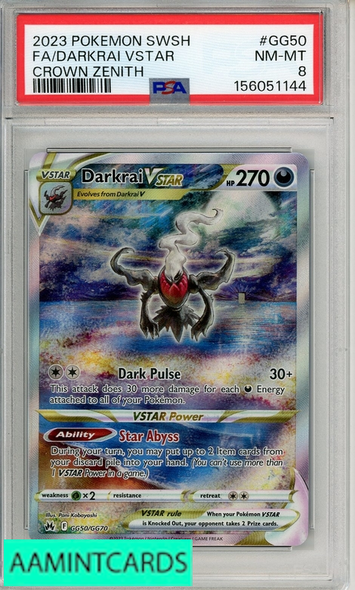 2023 POKEMON SWORD AND SHIELD CROWN ZENITH FA DARKRAI VSTAR #GG50 PSA 8 156051144