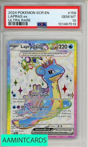 2024 POKEMON SCR EN-STELLAR CROWN LAPRAS EX #158 ULTRA RARE PSA 10 GEM MT 101467519