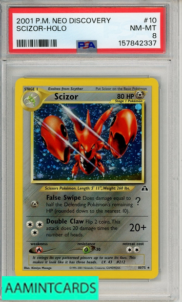 2001 POKEMON NEO DISCOVERY SCIZOR-HOLO #10 PSA 8 NM-MT 157842337