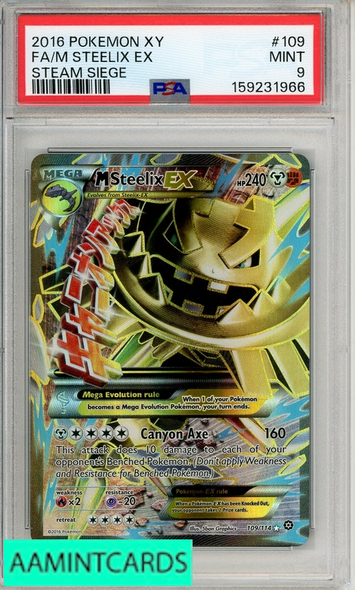 2016 POKEMON XY STEAM SIEGE FA M STEELIX EX #109 STEAM SIEGE PSA 9 MINT 159231966