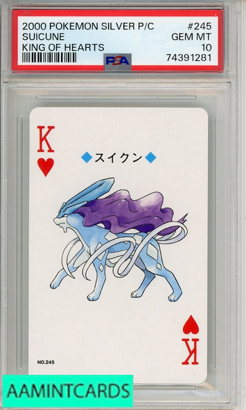 2000 POKEMON SILVER VERSION PLAYING CARDS SUICUNE #245 KING OF HEARTS PSA 10 74391281