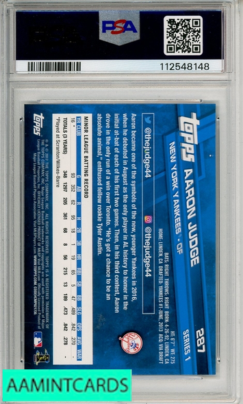 2017 TOPPS AARON JUDGE #287 PSA 9 MINT RC 112548148