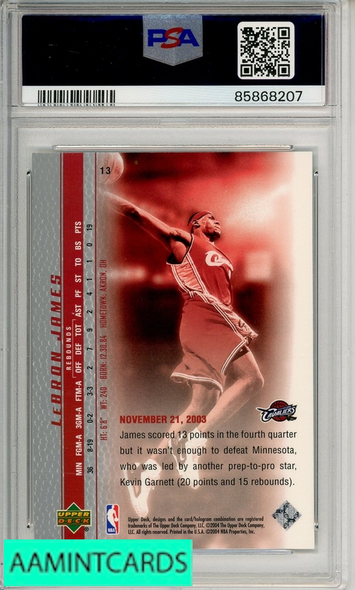 2003 UPPER DECK LEBRON JAMES #13 PHENOMENAL BEGINNING PSA 10 GEM MT RC 85868207