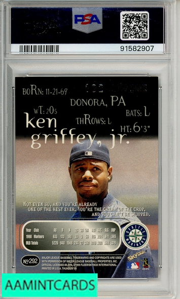 1999 SKYBOX THUNDER KEN GRIFFEY JR #292 RAVE PSA 7 NM 102 OF 150 91582907