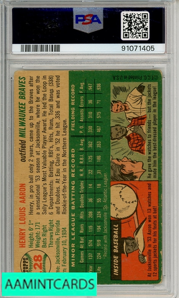 1954 TOPPS HENRY AARON #128 PSA 3 VG RC 91071405