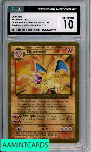 2021 POKEMON CELEBRATIONS CLASSIC COLL GOLD METAL UPC CHARIZARD #4 CGC 10 1401010066090