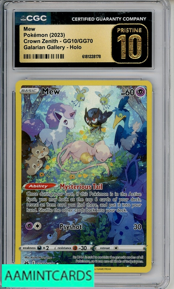 2023 POKEMON CROWN ZENITH GALARIAN GALL HOLO MEW #GG10 CGC 10 PRISTINE 6181228178