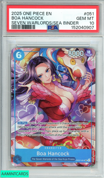 2025 ONE PIECE SEVEN WARLORDS OF THE SEA BINDER SET BOA HANCOCK #051 PSA 10 GEM MT 152040907