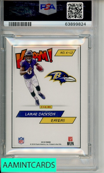 2018 PANINI KABOOM! LAMAR JACKSON #LJ PSA 10 GEM MT RC 63899824