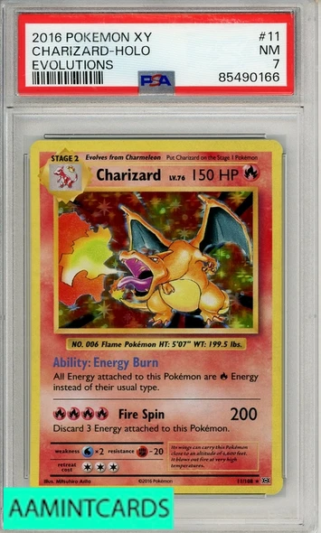 2016 POKEMON XY EVOLUTIONS CHARIZARD-HOLO #11 EVOLUTIONS PSA 7 NM 85490166