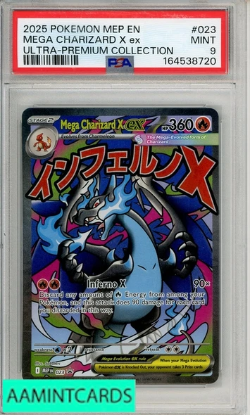 2025 POKEMON MEP EN-ME BLACK STAR PROMO MEGA CHARIZARD X EX #023 UPC PSA 9 164538720