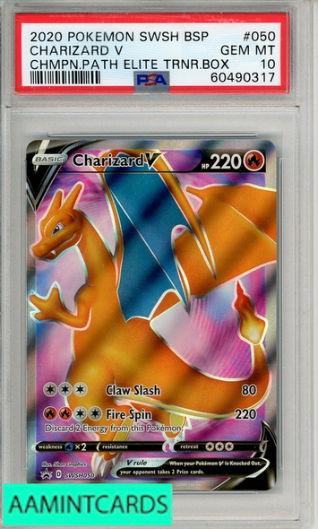 2020 POKEMON SWSH BLACK STAR PROMO CHARIZARD V #050 CHMPN PATH ETB PSA 10 60490317