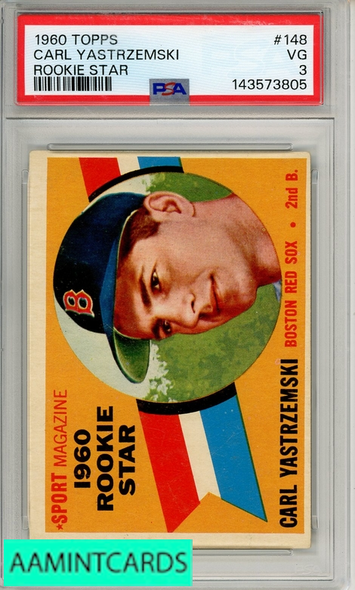 1960 TOPPS CARL YASTRZEMSKI #148 ROOKIE STAR PSA 3 VG RC 143573805