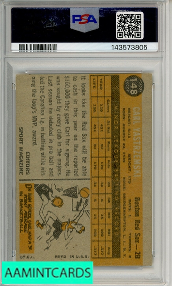 1960 TOPPS CARL YASTRZEMSKI #148 ROOKIE STAR PSA 3 VG RC 143573805