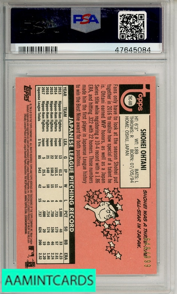 2018 TOPPS HERITAGE SHOHEI OHTANI #600 CHROME PSA 10 GEM MT 47645084
