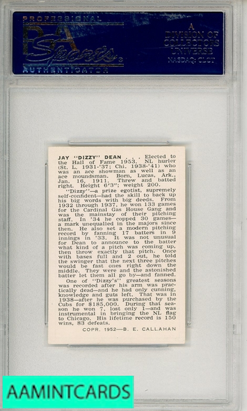1950-56 CALLAHAN HALL OF FAME DIZZY DEAN PSA 7 NM 21521843