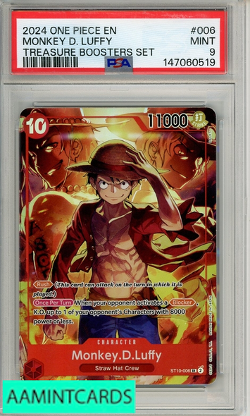 2024 ONE PIECE PROMOS MONKEY D  LUFFY #006 TREASURE BOOSTERS SET PSA 9 MINT 147060519