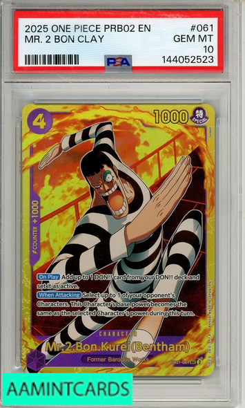 2025 ONE PIECE PRB02-PREM BSTER  VOL 2 MR 2 BON CLAY #061 PSA 10 GEM MT 144052523
