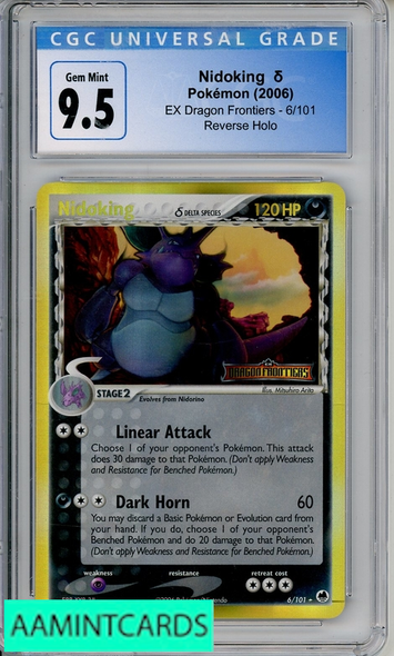 2006 POKEMON EX DRAGON FRONTIERS NIDOKING REVERSE HOLO #6 CGC 9.5 4204360071