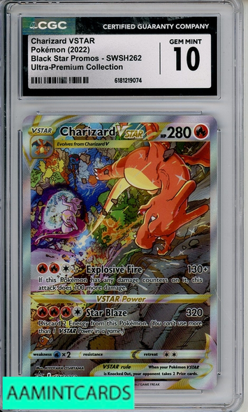 2022 POKEMON BLACK STAR PROMOS CHARIZARD VSTAR #SWSH262 UPC CGC 10 6181219074