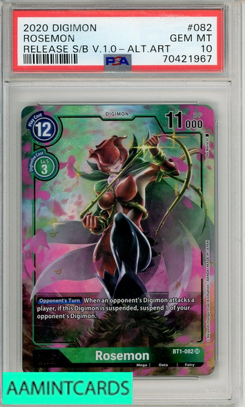 2020 DIGIMON BT01-03-RELEASE SPL BOOSTER VER 1 0 ROSEMON #082 ALT ART PSA 10 70421967