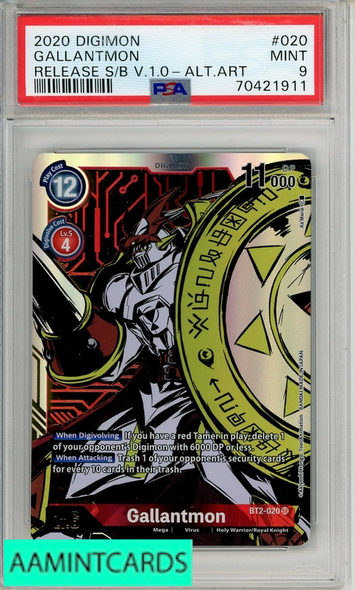 2020 DIGIMON BT01-03-RELEASE SPL BOOSTER VER 1 0 GALLANTMON #020 ALT ART PSA 9 70421911