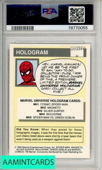 1990 MARVEL UNIVERSE HOLOGRAM COSMIC SPIDER-MAN #MH1 HOLOGRAM PSA 8 NM-MT 78770055