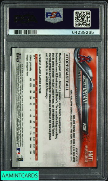 2018 TOPPS CHROME UPDATE SHOHEI OHTANI #HMT1 PINK REFRACTOR ROOKIE RC PSA 9 64239265