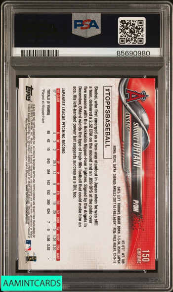 2018 TOPPS CHROME SHOHEI OHTANI #150 ROOKIE RC ANGELS PSA 10 GEM MT 85690980
