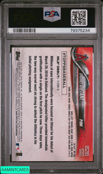 2018 TOPPS UPDATE SHOHEI OHTANI #US285 ROOKIE RC ANGELS PSA 10 GEM MT 79375234