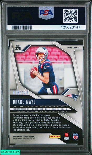 2024 PANINI PRIZM DRAKE MAYE #329 RED WAVE 18 OF 149 ROOKIE RC PSA 10 GEM MT 125620147