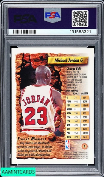 1993 FINEST MICHAEL JORDAN #1 REFRACTOR BULLS HOF PSA 8 NM-MT 131588321