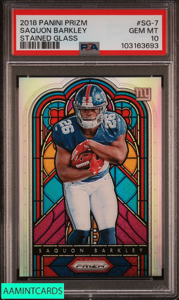 2018 PANINI PRIZM STAINED GLASS SAQUON BARKLEY #SG-7 GIANTS PSA 10 GEM MT 103163693
