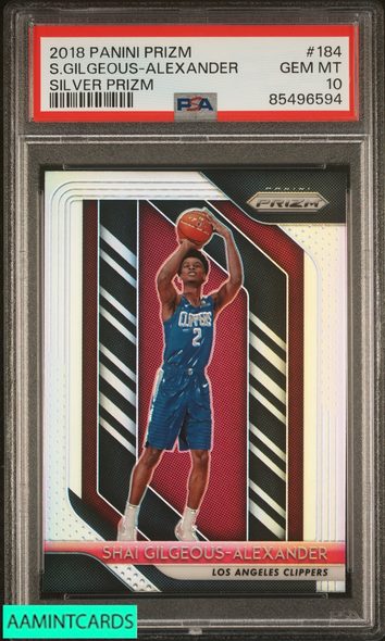 2018 PANINI PRIZM SHAI GILGEOUS-ALEXANDER #184 SILVER PRIZM ROOKIE RC PSA 10 85496594