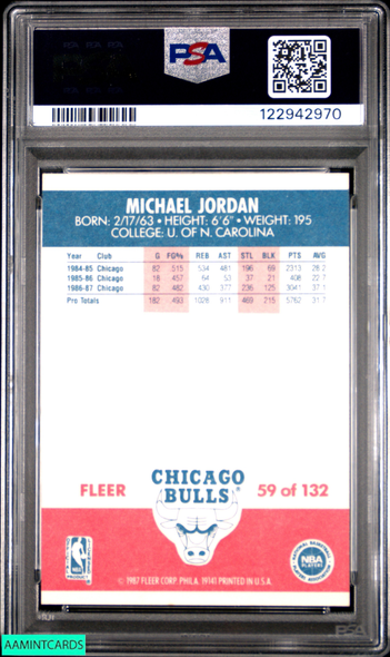 1987 FLEER MICHAEL JORDAN #59 BULLS HOF PSA 7 NM 122942970