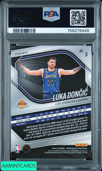 2024 PANINI PRIZM BLACK LUKA DONCIC #5 BLUE SHIMMER FOTL 21 OF 35 PSA 10 GEM MT 156279448