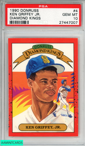 1990 DONRUSS KEN GRIFFEY JR #4 DIAMOND KINGS MARINERS HOF PSA 10 GEM MT 27447007