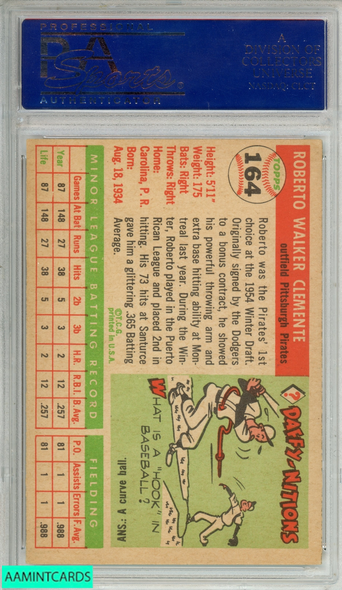 1955 TOPPS ROBERTO CLEMENTE #164 ROOKIE RC PIRATES HOF PSA 5 EX 31889577
