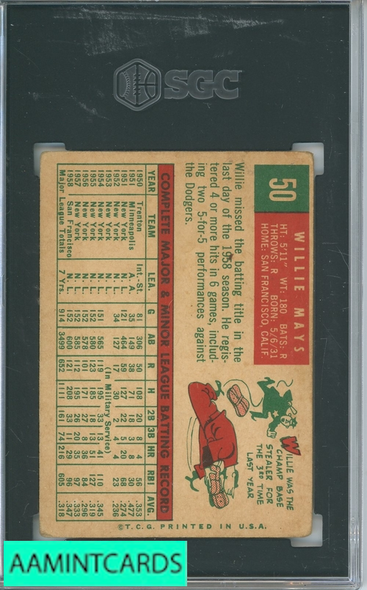 1959 TOPPS WILLIE MAYS #50 SGC 2 8984207