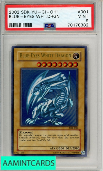 2002 YU-GI-OH! STARTER DECK: KAIBA BLUE-EYES WHITE DRGN  #001 PSA 9 MINT 70178382