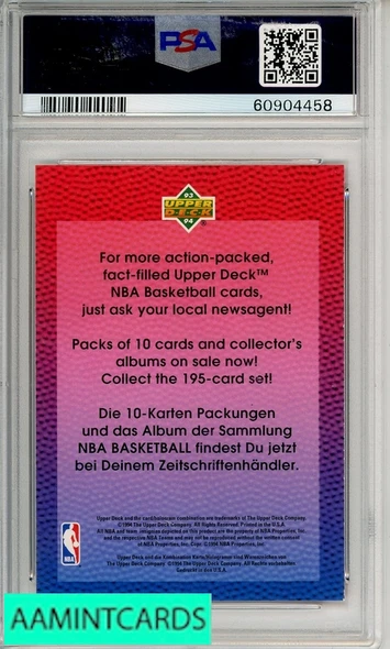 1993 UPPER DECK INTERNATIONAL PROMO MICHAEL JORDAN GERMAN PSA 8 60904458